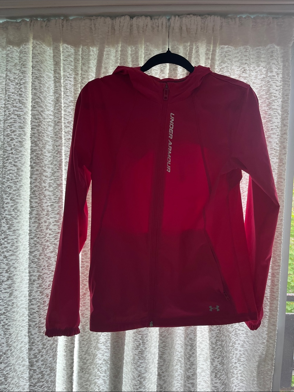 Under Armour Girls Red Hooded Rain Jacket